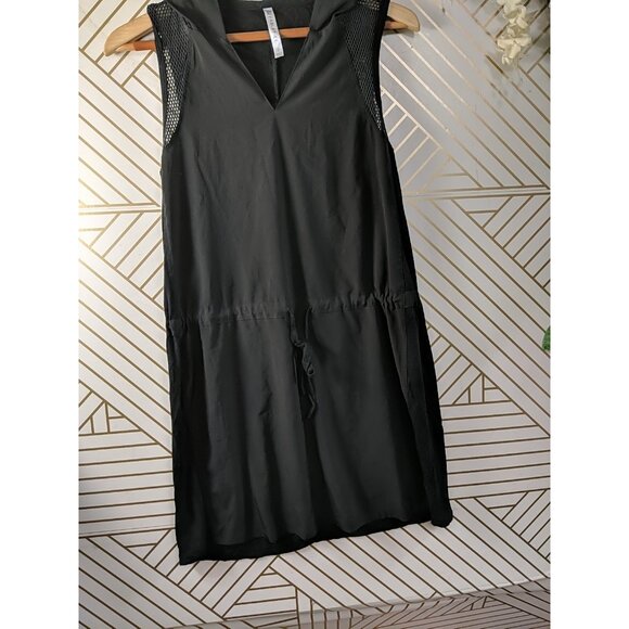 FABLETICS Women's Alana Mini Dress Black Mesh V-Neck Tie Waist Size Small - Picture 3 of 8